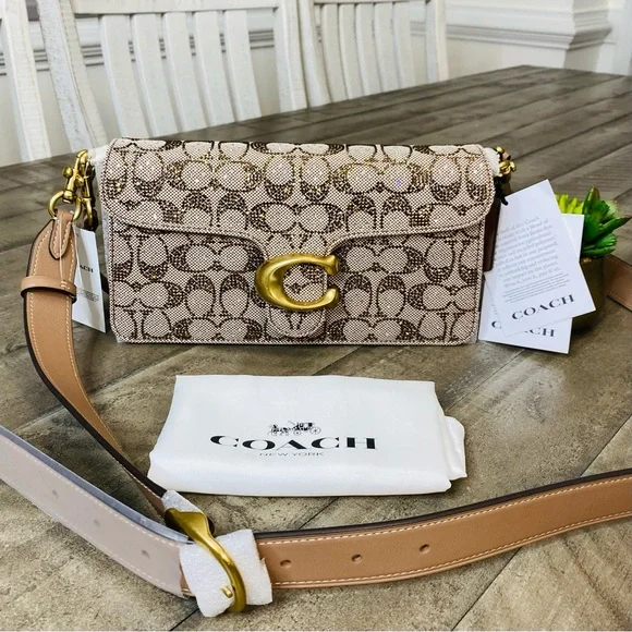 Coach Tabby 26 Medium Crystal Signature Jacquard Shoulder Bag Crossbody - Picture 7 of 16